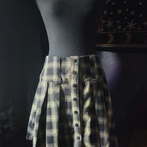 Hot Topic Black and Yellow Plaid A-Line Skirt